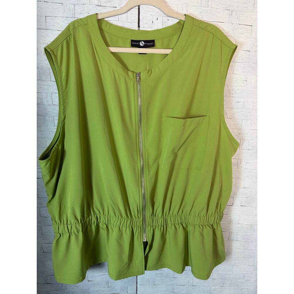 Ashley Stewart women's zip up lightweight vest green soft streetwear plus size